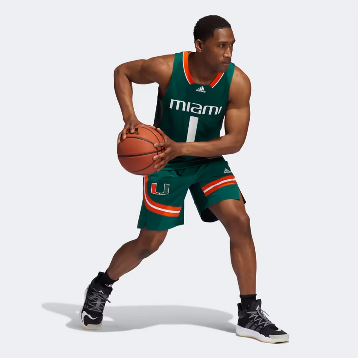 adidas Miami Hurricanes Swingman Basketball Green Jersey - Image 4