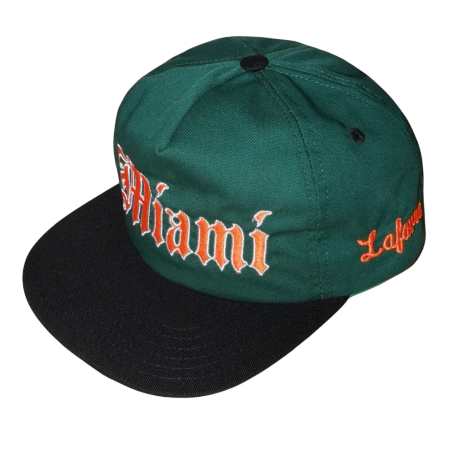 Lafavre Miami Hurricanes Green and Black Old English Miami Adjustable Hat - Image 3